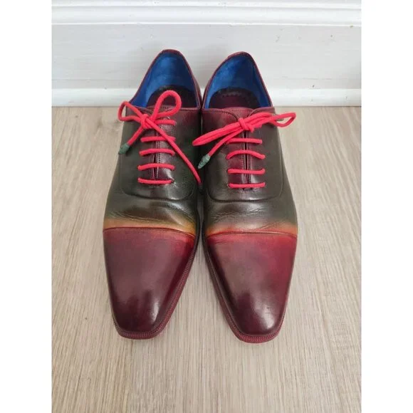 Paul Parkman Cap toe Multicolor Burnish Leather Oxford Dress Shoes 43 9.5 10 - Picture 7 of 12